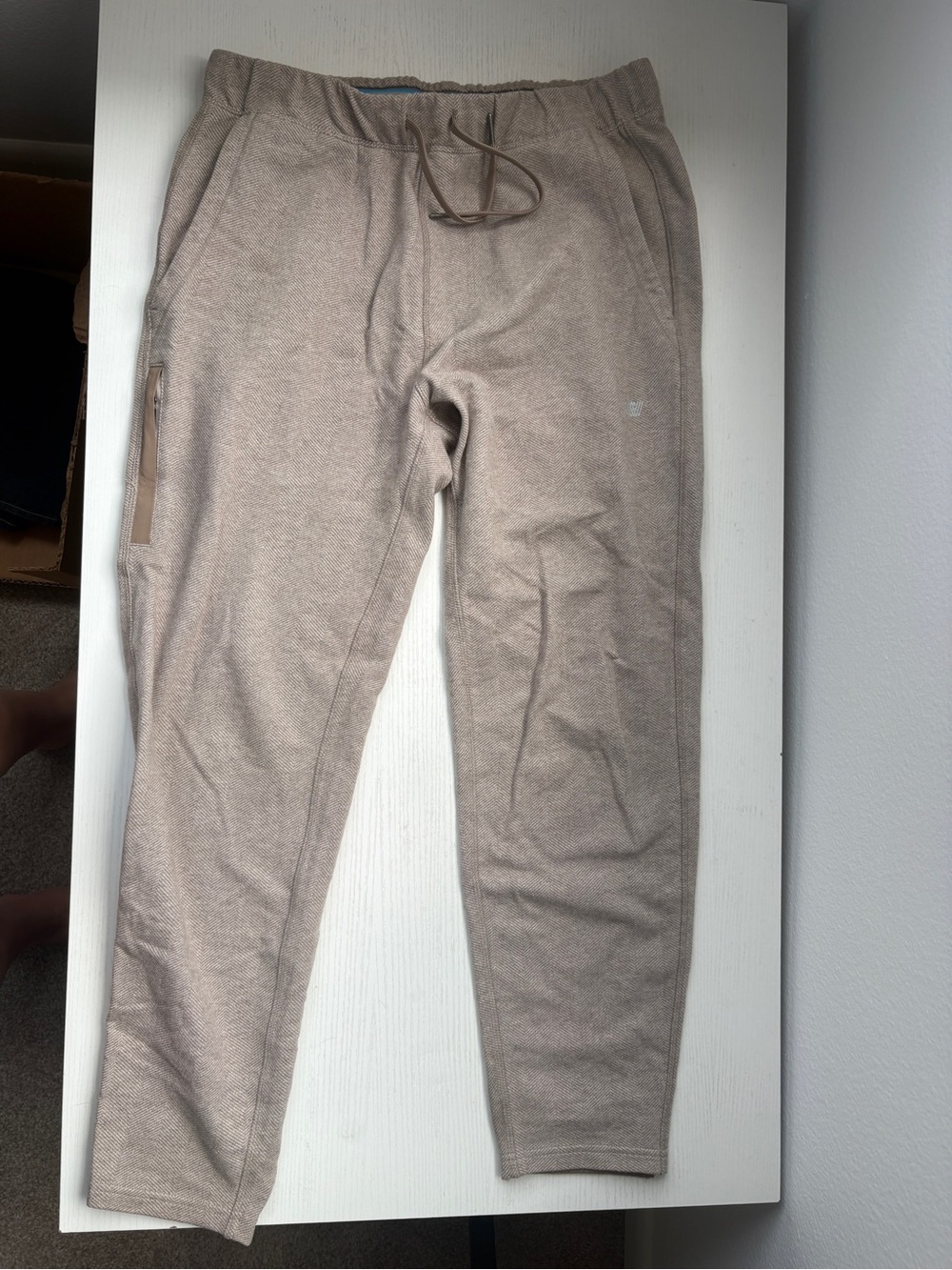 Mack Weldon Tan Herringbone ACE Joggers sweatpants small